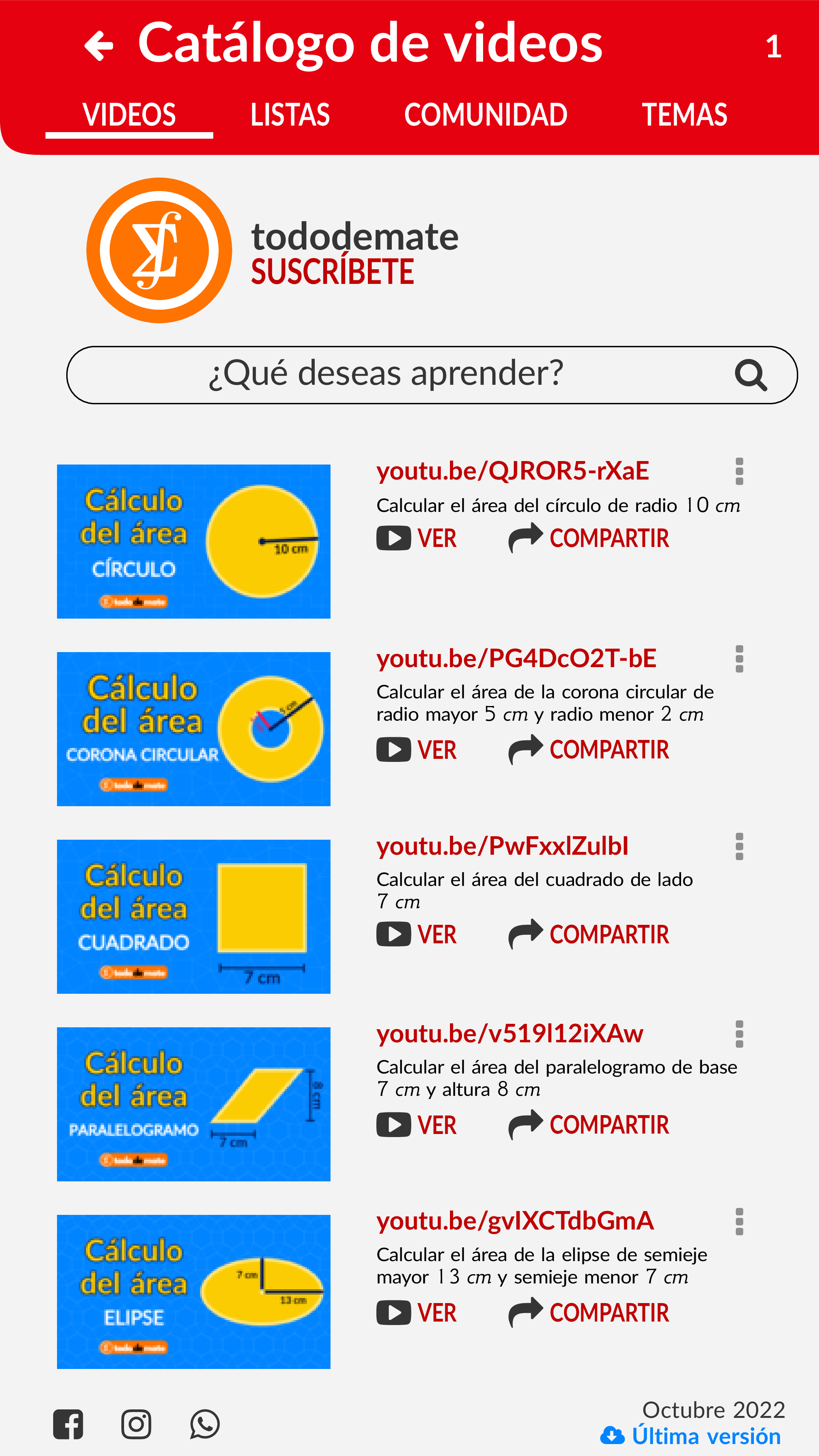 Catálogo de videos Matemática TV por tododemate