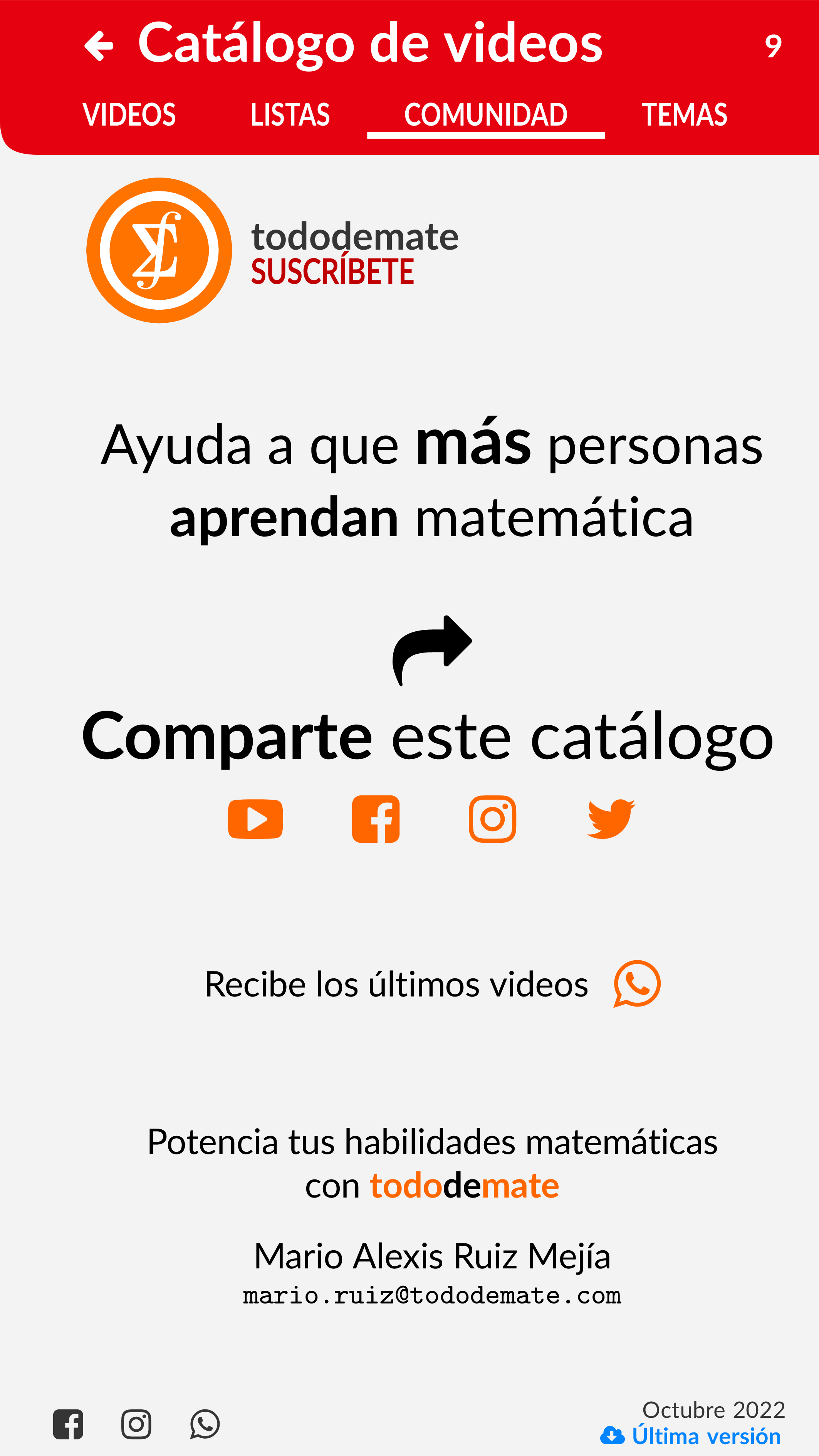 Catálogo de videos Matemática TV por tododemate